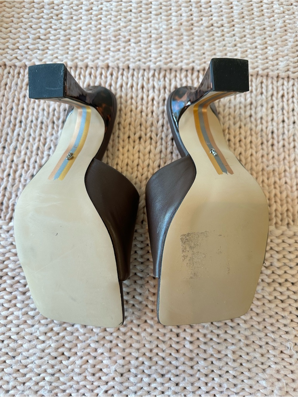 Sam Edelman Carmen heeled mule sandal dark brown / almond leather size 9 NWOB - Picture 7 of 7